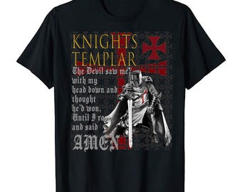 Knights Templar Shirt – Medieval Crusader T-Shirt, Christian Warrior Knight, Gothic Religious Deus Vult History