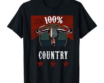 Western Bull Skull T-shirt – Patriotisk Cowboy Rodeo-tröja