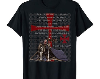 Knights Templar Shirt – Medieval Crusader T-Shirt, Christian Warrior Knight, Gothic Religious Deus Vult History