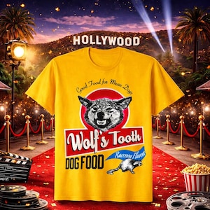 Retro Tarantino-filmen T-shirt: Wolf's Tooth hundmat tvättbjörnssmak