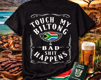 Funny Biltong T-Shirt | South African Flag, Braai Gift