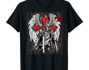 Knights Templar Shirt – Medieval Crusader T-Shirt, Christian Warrior Knight, Gothic Religious Deus Vult History