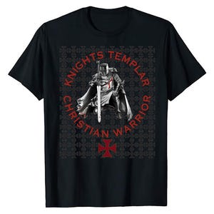 Knights Templar Shirt – Medieval Crusader T-Shirt, Christian Warrior Knight, Gothic Religious Deus Vult History