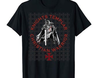 Knights Templar Shirt – Medieval Crusader T-Shirt, Christian Warrior Knight, Gothic Religious Deus Vult History