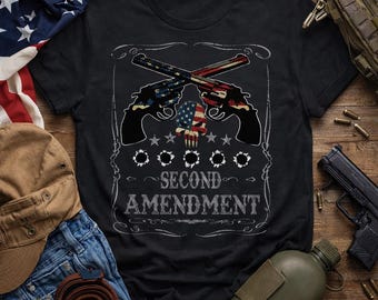Andra tillägget till andra tillägget Patriotisk T-shirt Amerikansk flagga Skull Gun Design | Frihet och frihet Gåva för patriot, veteran, vapenrättssupporter