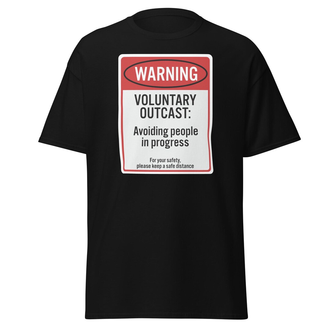 Funny Introvert T-shirt: Red Warning Sign Graphic Tee - Etsy