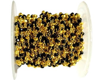 Black and Gold Brass Rosary Chain, 3mm Gold Plated Jewelry