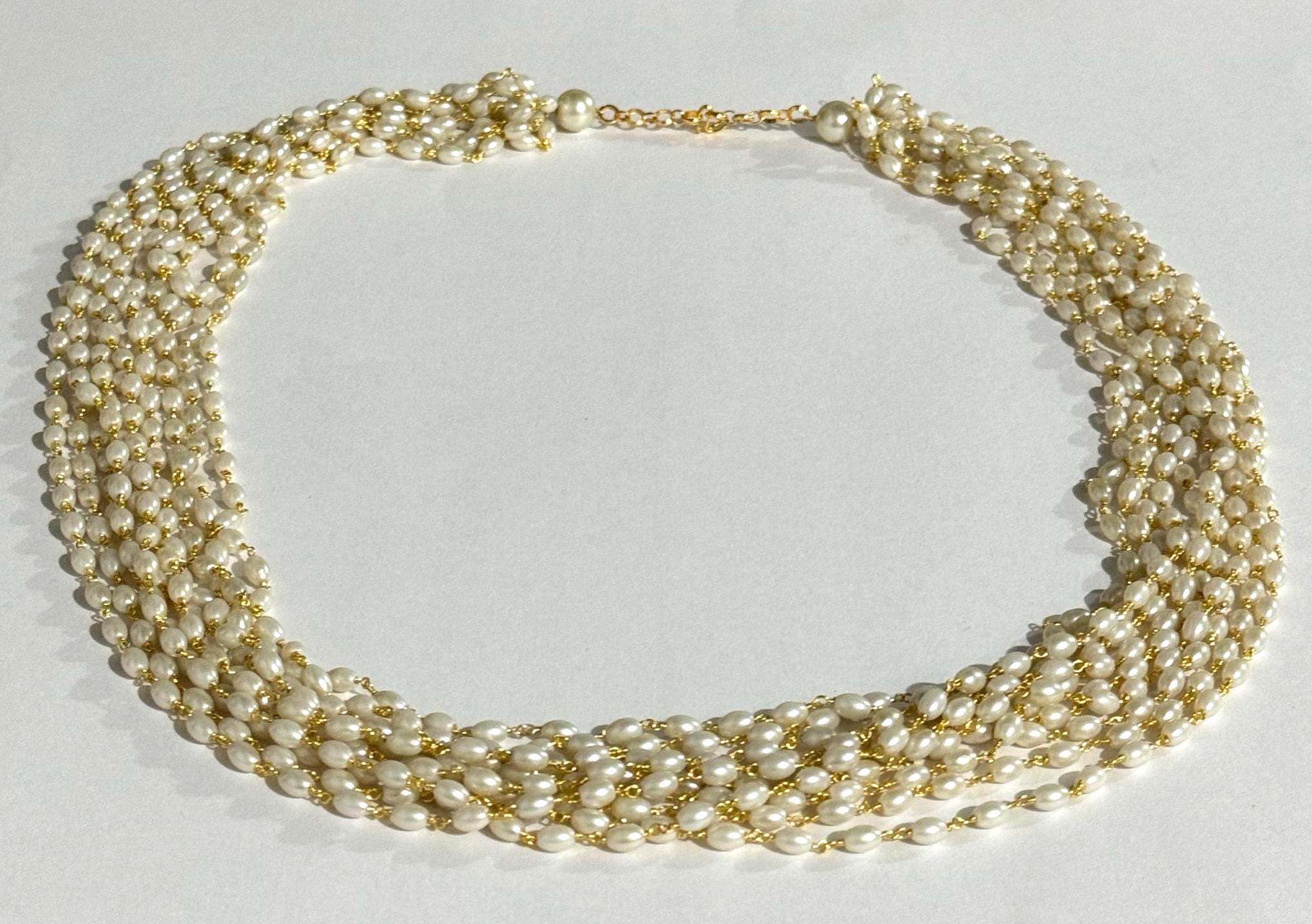 Jjer White Rice Pearl Beads Layered Necklace, Gold Plated Jewelry - Etsy