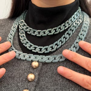 Blue Jade Cuban Chain Set - Geometric Necklace & Bracelet, Titanium Steel