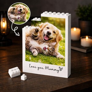Bloque de construcción personalizado conmemorativo para mascotas, recuerdo personalizado con foto de mascota, regalo para amantes de perros y gatos, regalo para recordar a tu mascota querida.