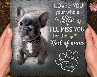 Custom Pet Memorial Stone, Personalized Grave Marker With Photo, Garden Tribute, Sympathy Gift