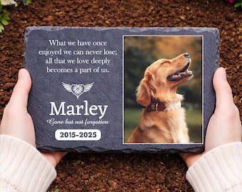 Pet Memorial Photo Stone, Custom Photo Dog Cat Memorial Marker Stone, Pet Grave Stone, Pet Loss Gift