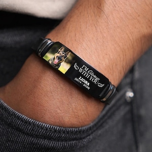 Pulsera conmemorativa con foto personalizada, recuerdo personalizado de acero inoxidable para la pérdida de una mascota.