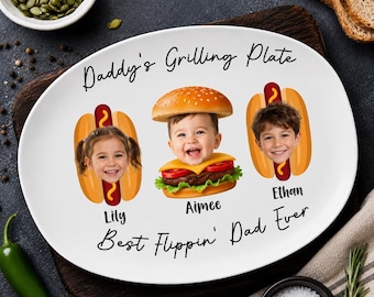 Aangepaste grillplaat voor papa, gepersonaliseerde BBQ-dienblad voor papa, vaderdagcadeau van kinderen, decoratieve grillplaat