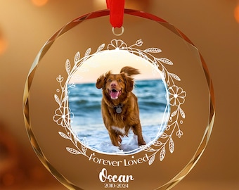 Custom Glass Pet Photo Ornament, Memorial Keepsake Gift