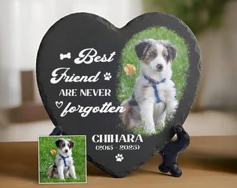 Personalized Pet Memorial Stone, Photo Engraved Heart, Pet Loss Gift