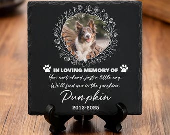 Personalized Pet Memorial Photo Stone, Custom Photo Dog Cat Memorial Plaque, Pet Grave Stone,Photo Heart Square Rock ,Pet Loss Gift
