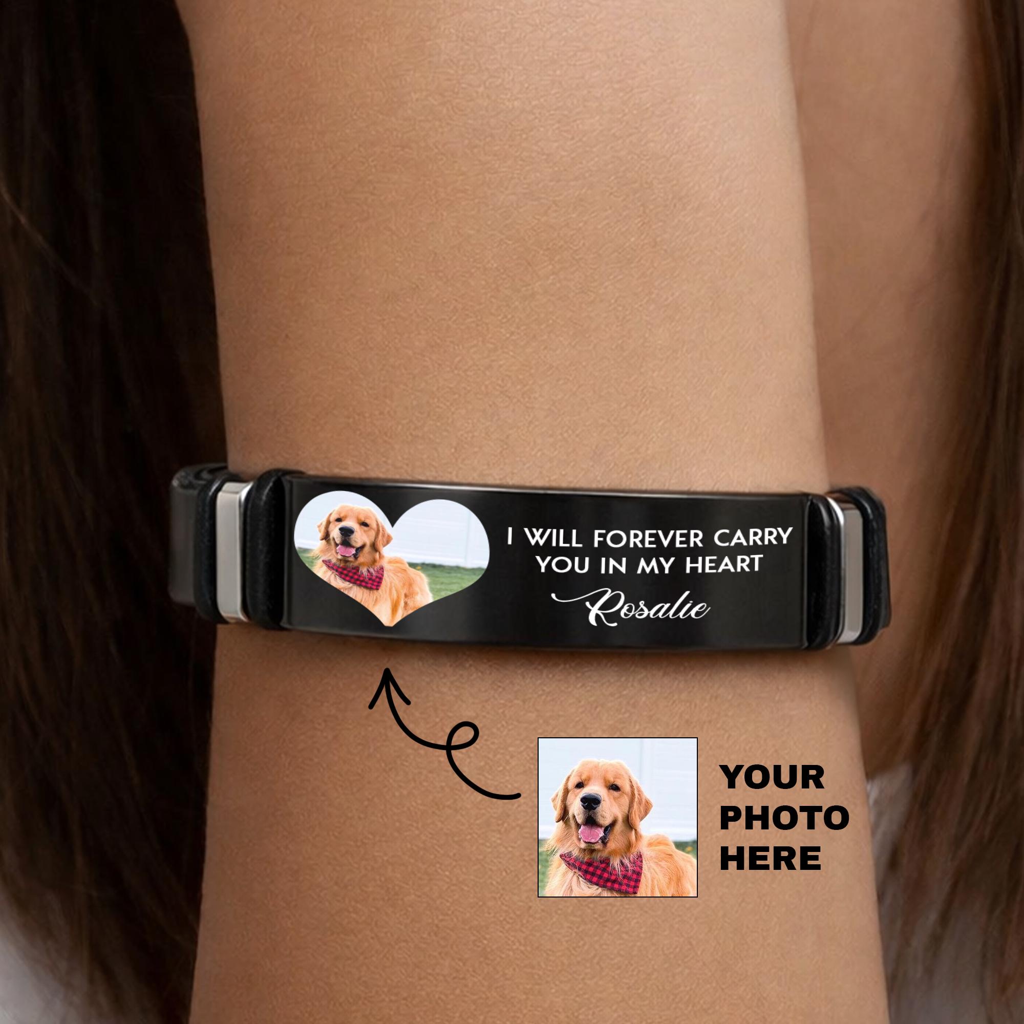 Custom Photo Memorial Bracelet, Personalized Stainless Steel Pet Loss ...