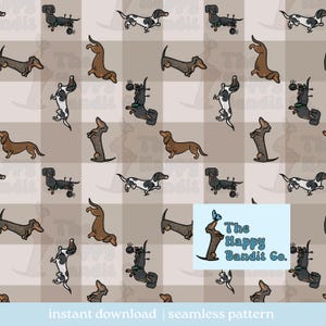 Cute Dachshund Dog Seamless Pattern - Digital Seamless Download PNG, Repeating Pattern, Hand Drawn Digital Art, Cute Dog Lover Design