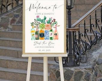 Cartel de bienvenida para fiesta de cócteles en pareja (plantilla editable)