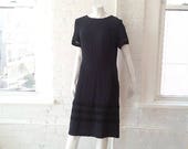 1960s Black Cocktail Dress 60s Vintage LBD Little Black Dress Shift Dress Goth Witch Lace Pencil Skirt Large Linen Summer Sheath Dress 1950s