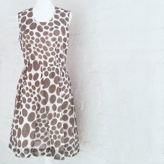 Vintage Polka Dot Dress 1960s Fit and Flare Dress… - image 1