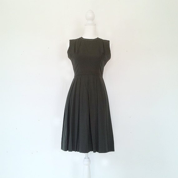 dark green fit and flare dress