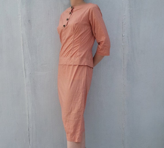 1950s Day Dress Vintage Print Dress 1950s Sheath … - image 4