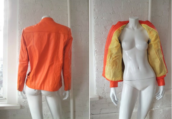 Stephen Sprouse, Jackets & Coats, Vintage Stephen Sprouse Orange Moto  Jacket