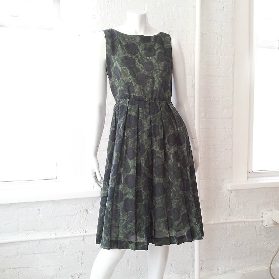 1960s Abstract Print Dress Vintage Print Dress 19… - image 1