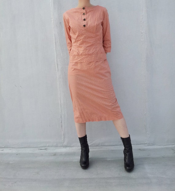 1950s Day Dress Vintage Print Dress 1950s Sheath … - image 2