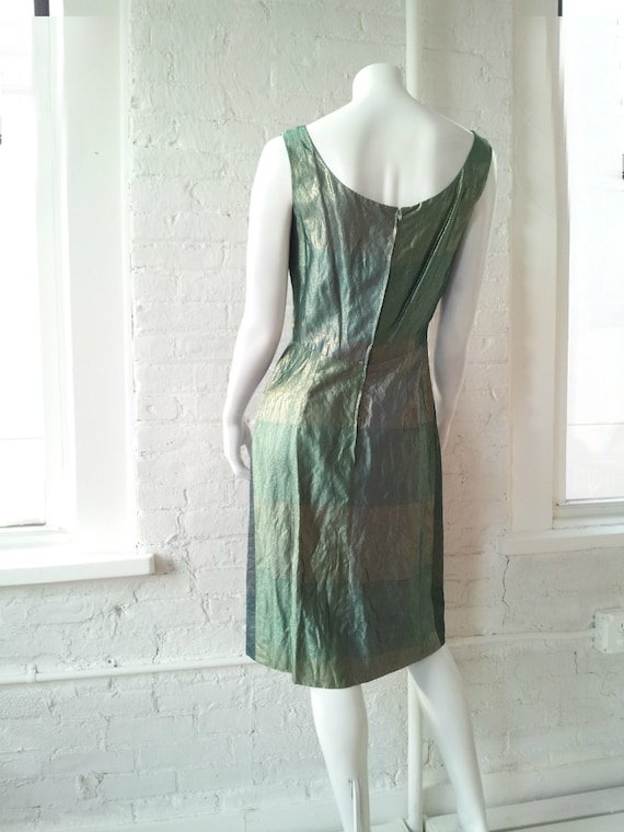 1960s Metallic Cocktail Dress Vintage Sheath Dres… - image 5