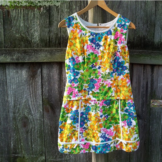 1960s Mod Shift Dress 60s Vintage Floral Sundress