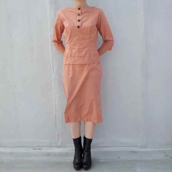 1950s Day Dress Vintage Print Dress 1950s Sheath … - image 1