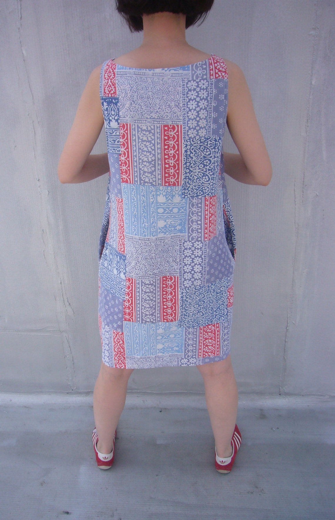 60's Red, White and Blue Striped Dress main image 1