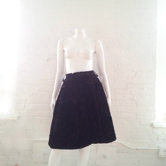 Faux Fur Skirt Vintage 1950s Brown Mink Skirt Mod
