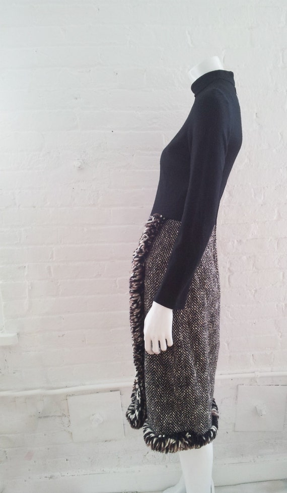 Vintage 1960s Suzy Perette Black Wool Day Dress 6… - image 2