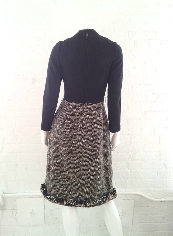 Vintage 1960s Suzy Perette Black Wool Day Dress 6… - image 3