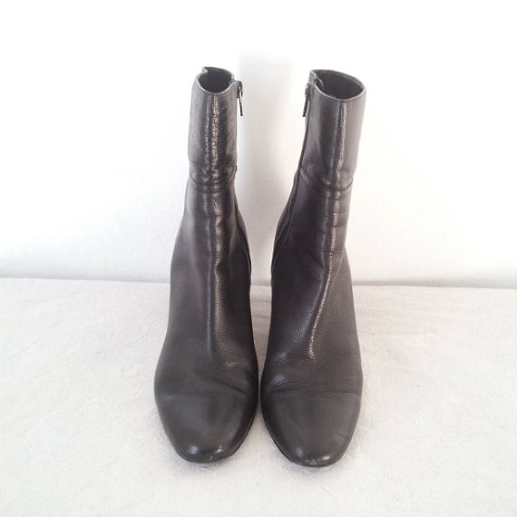 90s Vintage Wedge Heel Boots Almond 