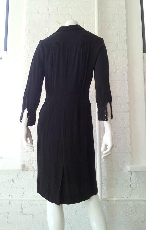 1940s Black Sheath Dress 40s Vintage Rayon Shift … - image 4