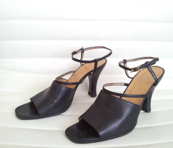 Vintage Hermes Black Sandals 7 37.5 Strappy Sanda… - image 4