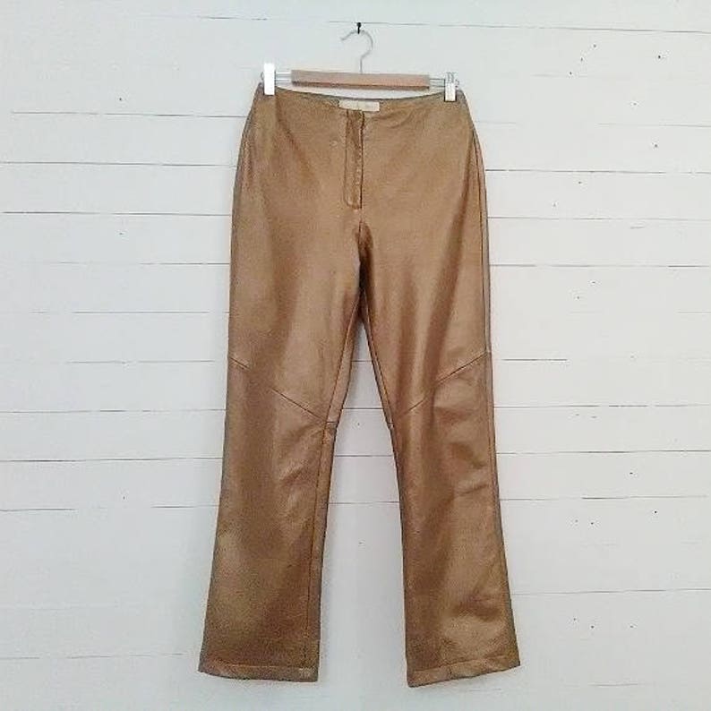 gold leather pants