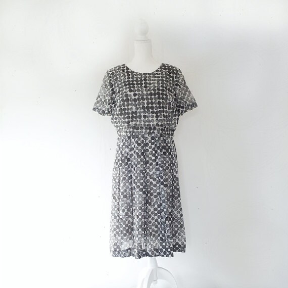 1960s Day Dress Vintage Polka Dot Dress 1960s Pri… - image 1