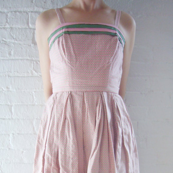 1950s Pink Green Sundress 50s Vintage Pat Premo G… - image 1