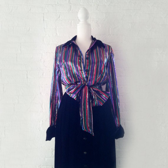 80s Prom Dress Black Velvet Multicolor Stripe Lame 90s Vintage 