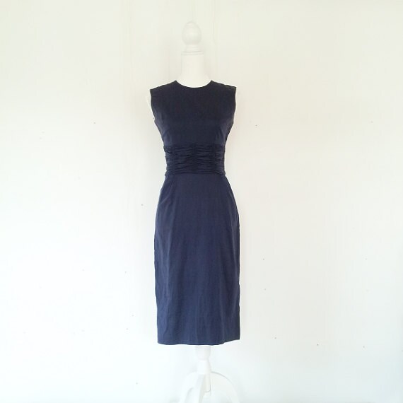 dark blue sheath dress