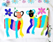 clutch purse faux leather bag otomi art hand painted purse wearable art bag clutch bag handmade