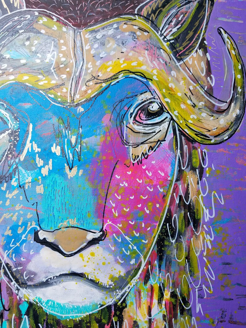 Abstract animal paintings Musk Ox A colorful expressionist Etsy