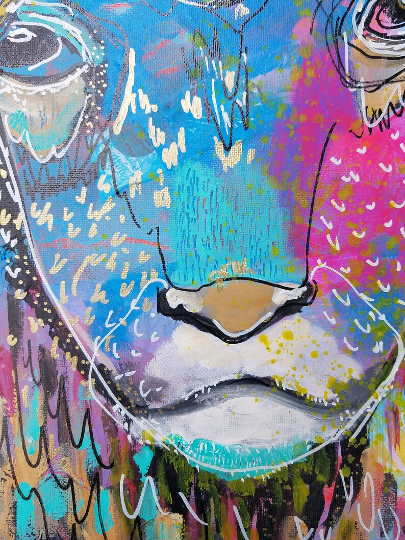 Abstract animal paintings Musk Ox A colorful expressionist Etsy