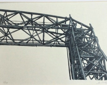 Aerial Lift Bridge III, Duluth, MN- Hand Printed